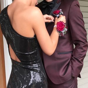 Black sequined prom dress